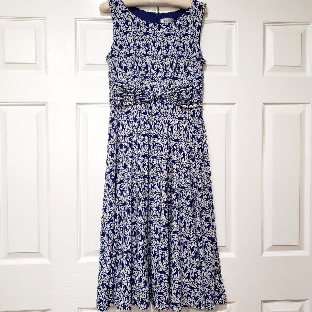 Blue & White Dress Barn Midi Sleeveless Dress 10